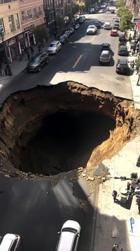 Free Massive urban sinkhole Image - Sinkhole, City, Urban