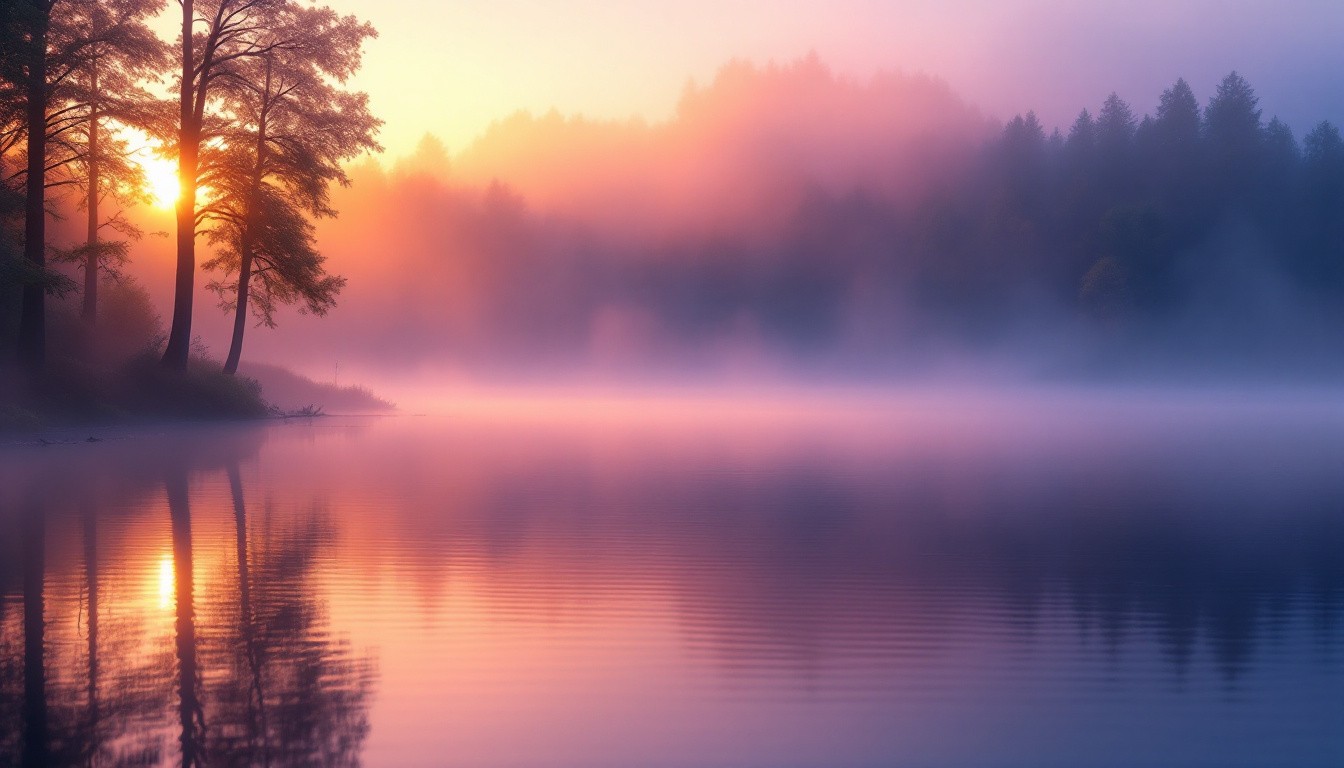 Free Misty Sunrise Lake Image - Sunrise, Lake, Mist | Download at StockCake