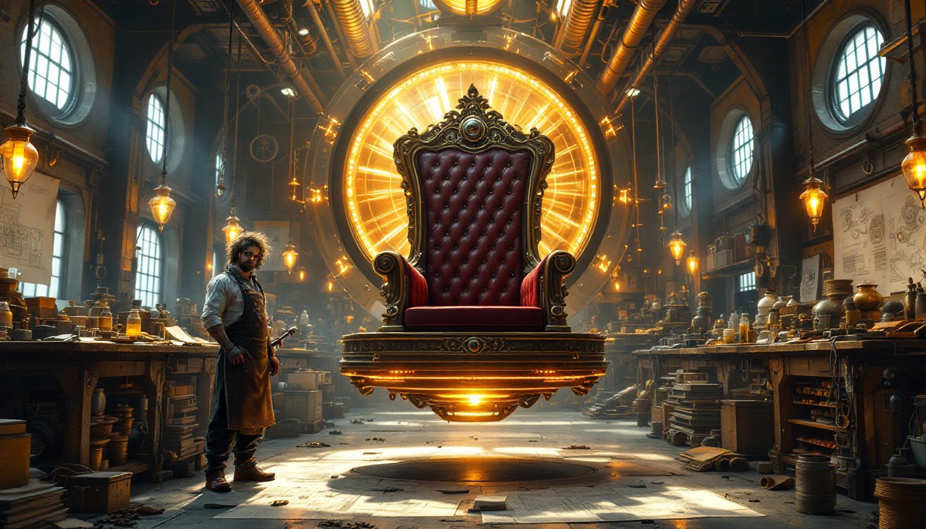 Free Levitating Brass Throne Image - Steampunk, Inventor, Throne ...