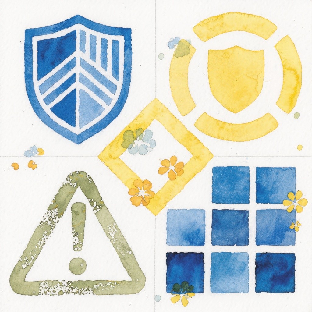 Free Geometric Safety Symbols Photo - Watercolor, Geometric, Shield ...