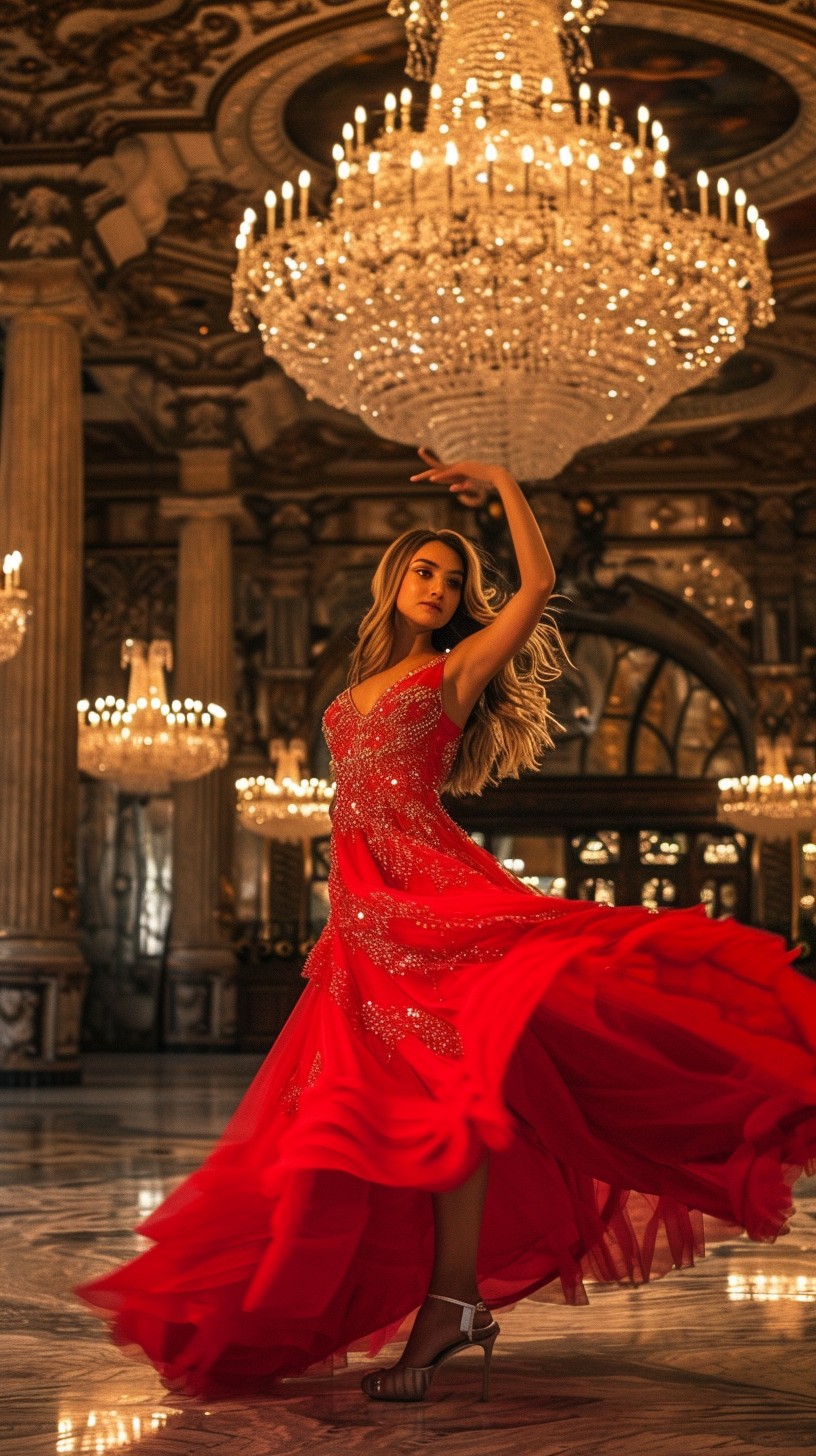 Free Elegant Evening Gown Image - Red, Gown, Chandeliers | Download at ...