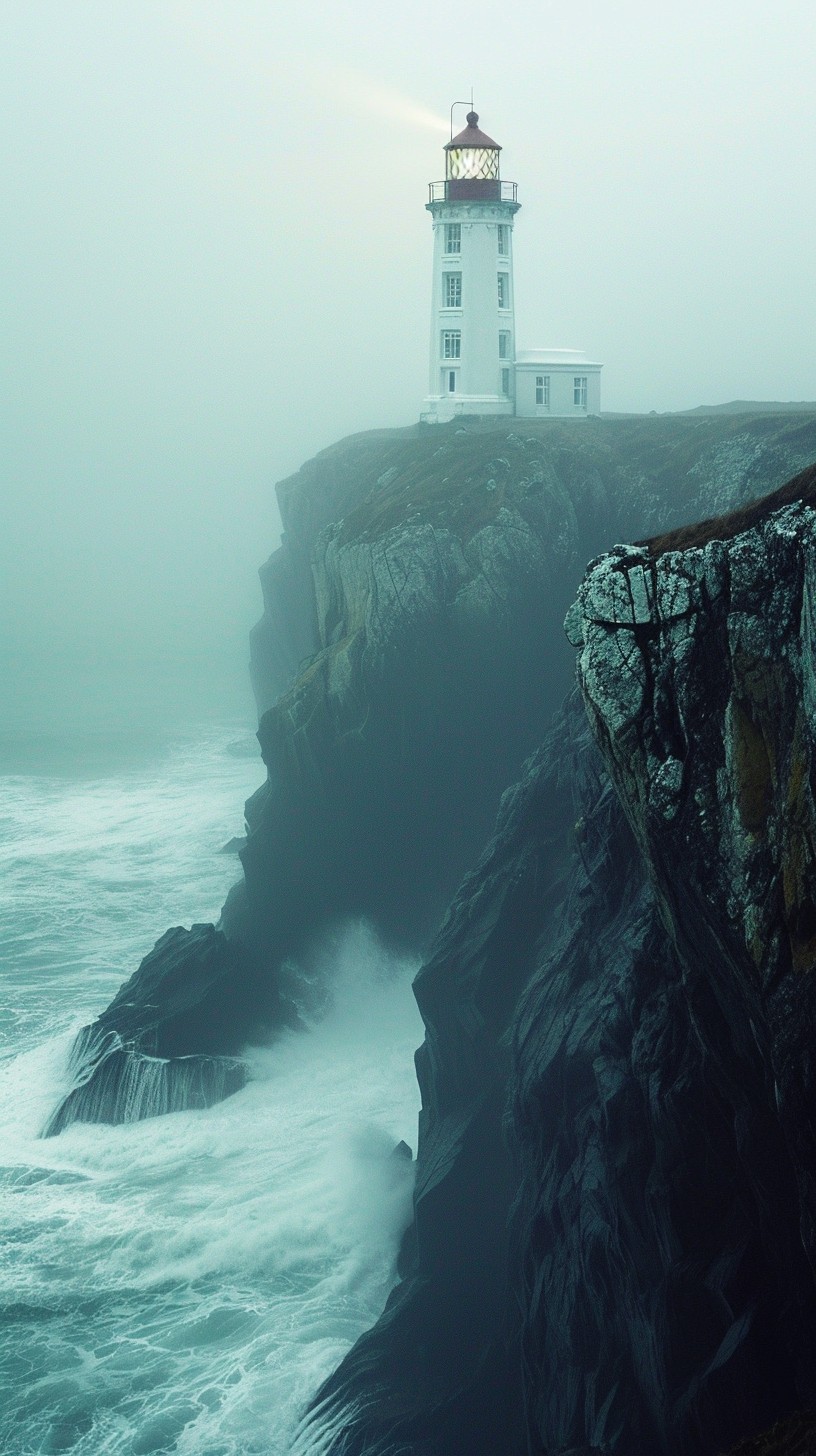 Free Misty Lighthouse Scene Image - Lighthouse, Mist, Cliffs | Download ...