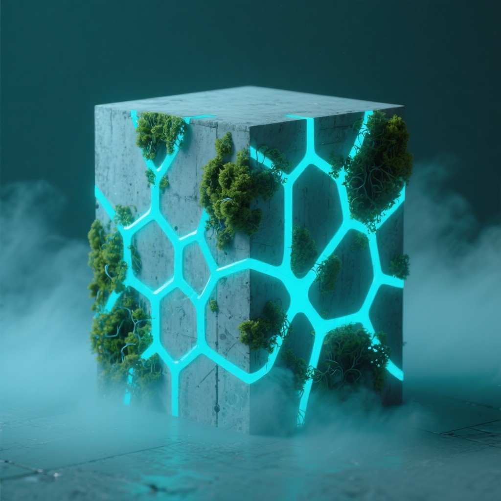 Free Luminous Concrete Cube Image - Concrete, Bioluminescent, Cube ...