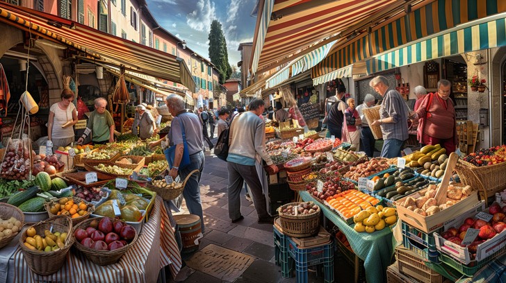 Market Setting Images Free Bustling Market Scene Image - Market, Fruits, Vegetables ...