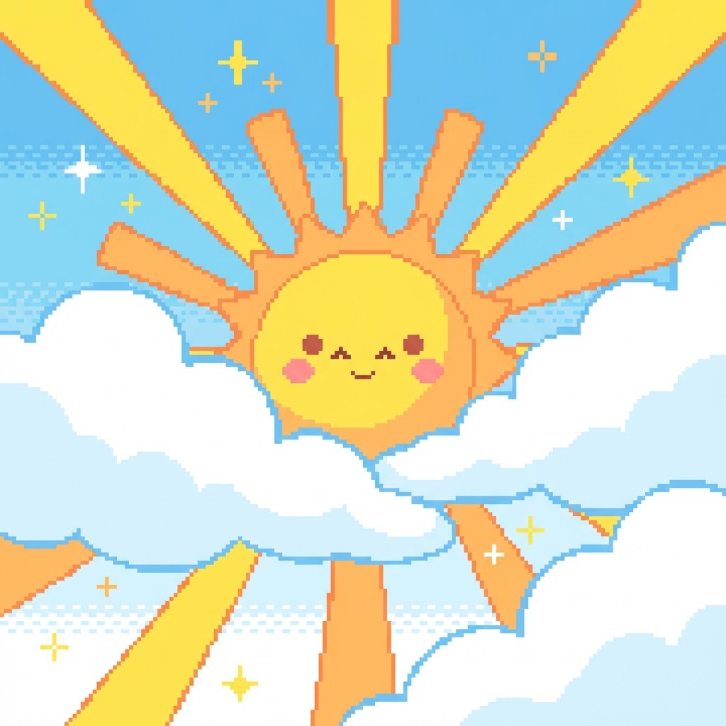 Free Happy Kawaii Sun Image - Pixel, Kawaii, Sun | Download at StockCake