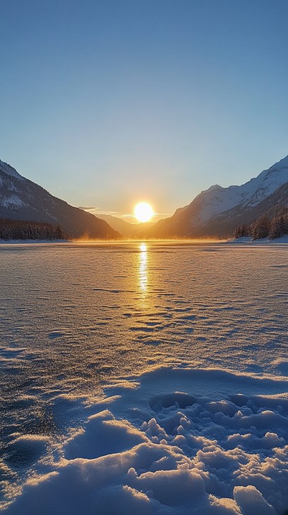 Free Sunset over lake Image - Sunset, Lake, Winter | Download at StockCake