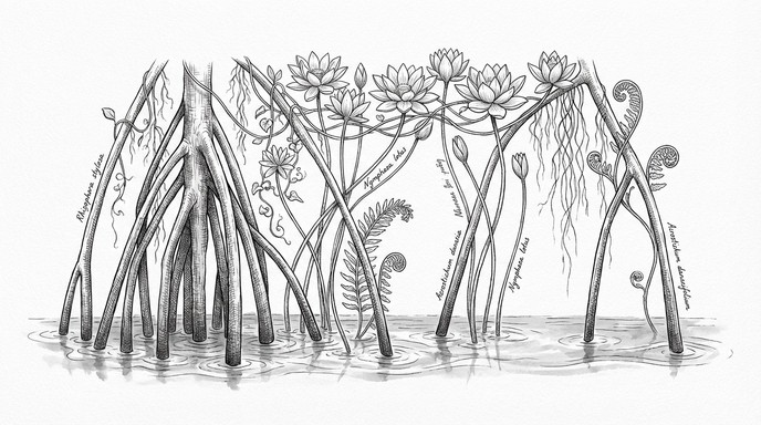 Free Botanical Ink Roots Image - Botanical, Illustration, Mangrove ...