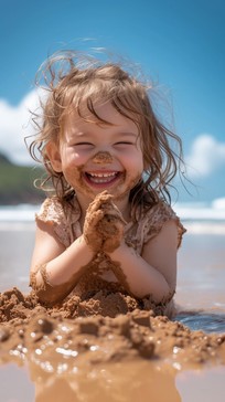 Free Joyful sandy play Image - Child, Beach, Sand | Download at StockCake