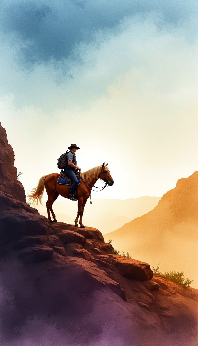 Free Lone Rider's Journey Image - Watercolor, Horse, Rider | Download ...