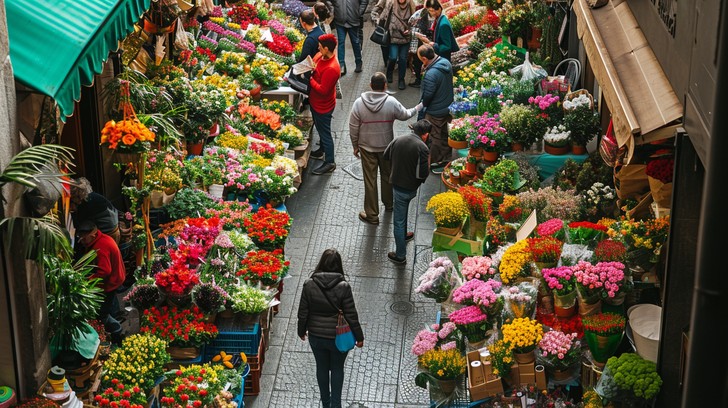 Free Bustling flower market Image - Market, Flowers, Bustling ...
