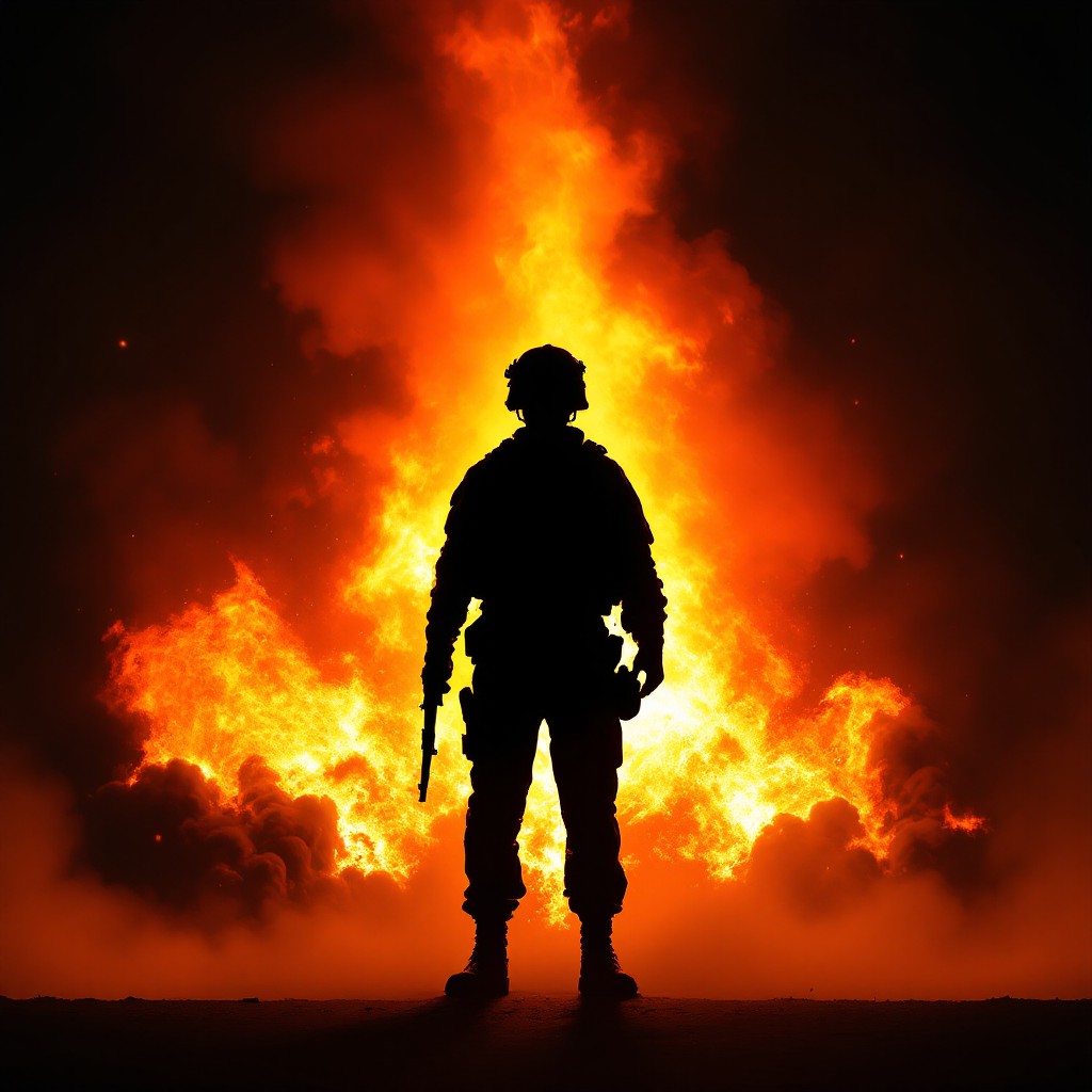 Free Hero Against Fire Image - Soldier, Silhouette, Fire | Download at ...