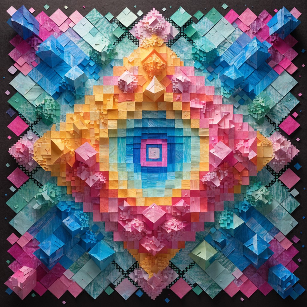 Free Pixelated Paper Landscape Image - Papercraft, Collage, Geometric ...