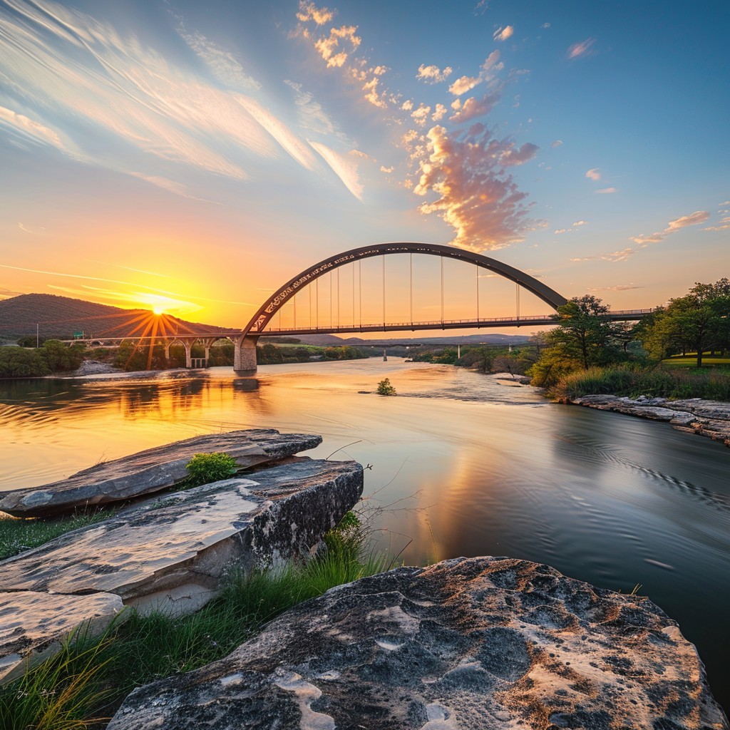 Free Sunset Bridge View Image - Sunset, Bridge, River | Download at ...