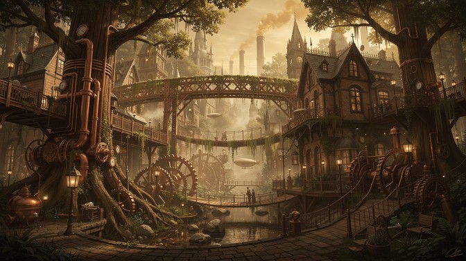 Free Steampunk Forest City Image - Steampunk, Victorian, Forest ...