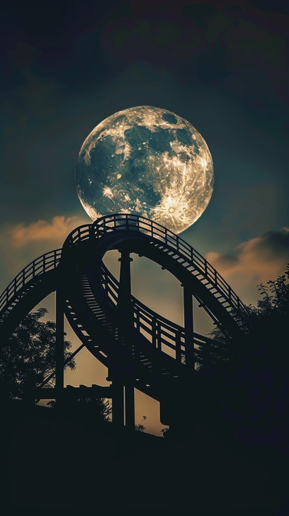 Free Moonlit Roller Coaster Image - Amusement Park, Full Moon, Roller ...