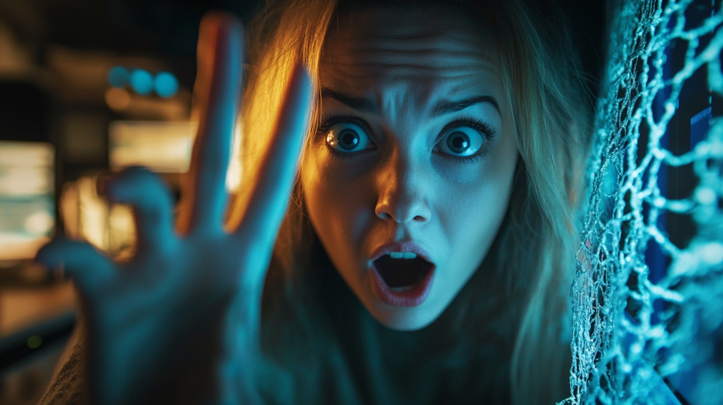 Start Led Images Free Startled woman reacting Image - Woman, Startled, Frightened ...