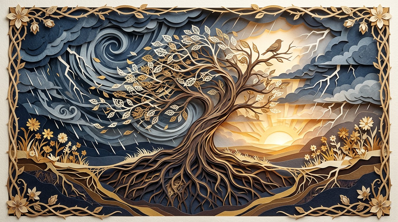 Free Storm Resilience Artwork Image - Kirigami, Papercraft, Tree ...