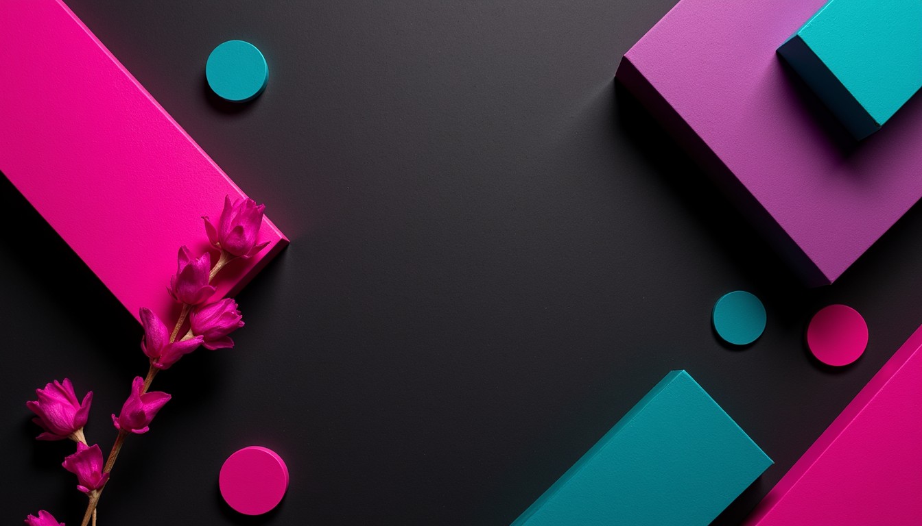 Free Fuchsia Geometric Composition Image - Fuchsia, Pink, Teal ...