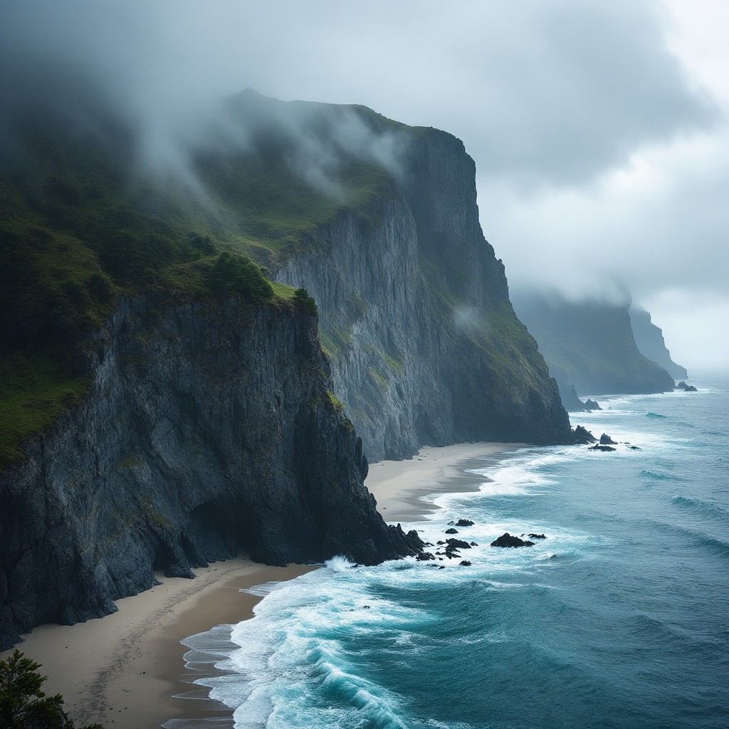 Free Misty Coastal Cliffs Image - Cliffs, Ocean, Waves | Download at ...