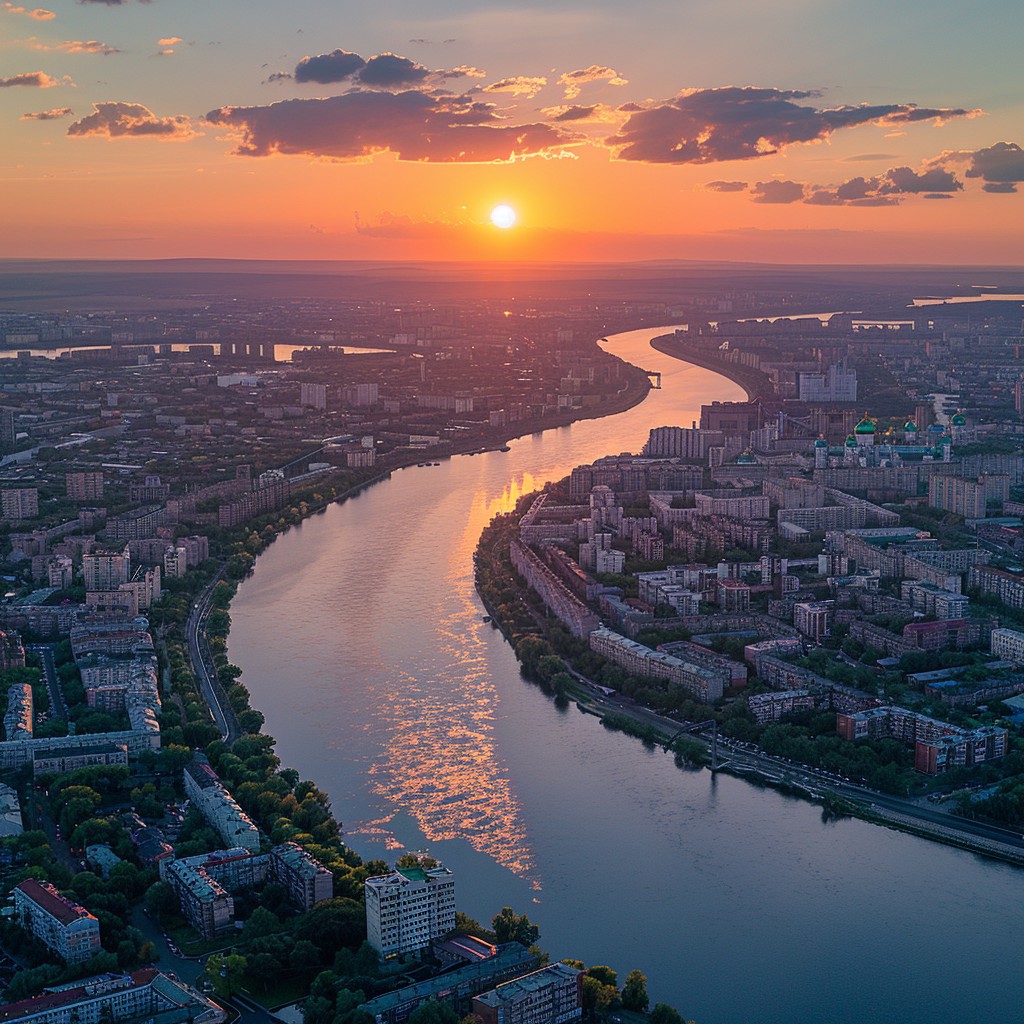 Free Sunset Over River Image - Sunset, River, City | Download at StockCake