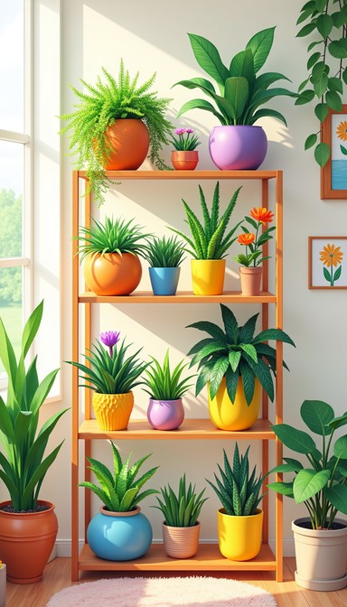 Free Vibrant Indoor Garden Image - Houseplants, Shelving, Botanical ...