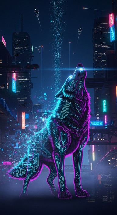 Free Digital Wolf Spirit Image - Wolf, Cyberpunk, Neon | Download at ...