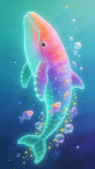 Whale Color Gradient Free Glowing Whale Ascends Image - Whale, Humpback, Ocean | Download at ...