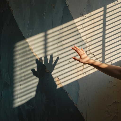Dramatic venetian blind shadows create geometric patterns across a wall ...