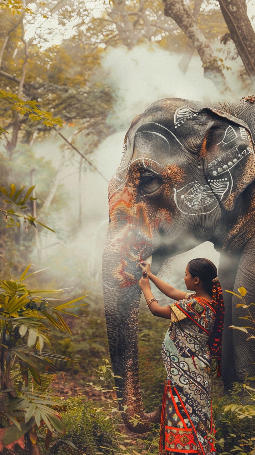 Elephant Ritual Free Elephant ritual blessing Image - Elephant, Woman, Forest ...