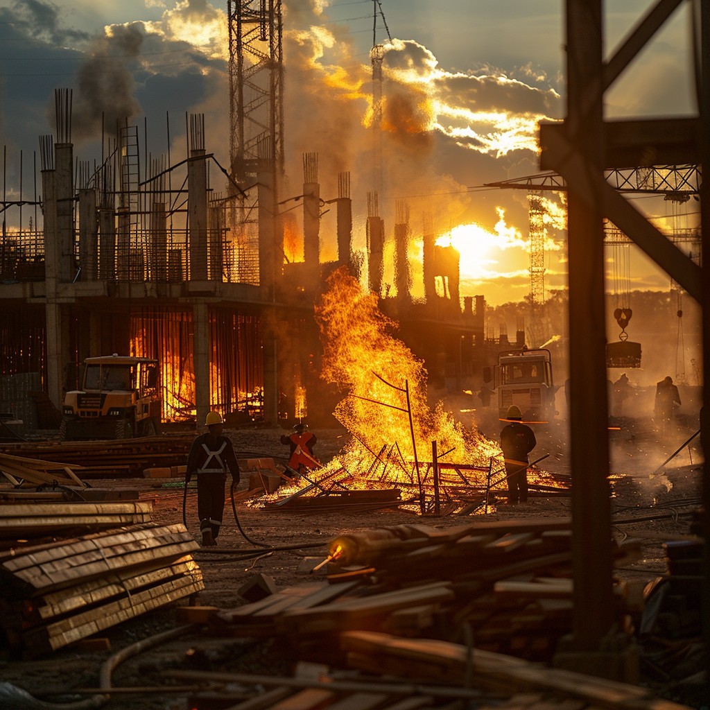 Free Fiery construction sunset Image - Sunset, Construction, Fire ...