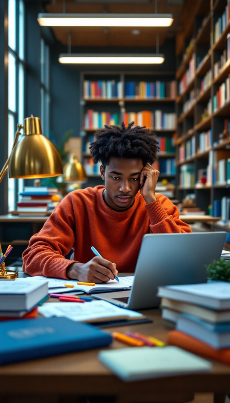 Free Focused Academic Success Image - Student, Studying, Library ...