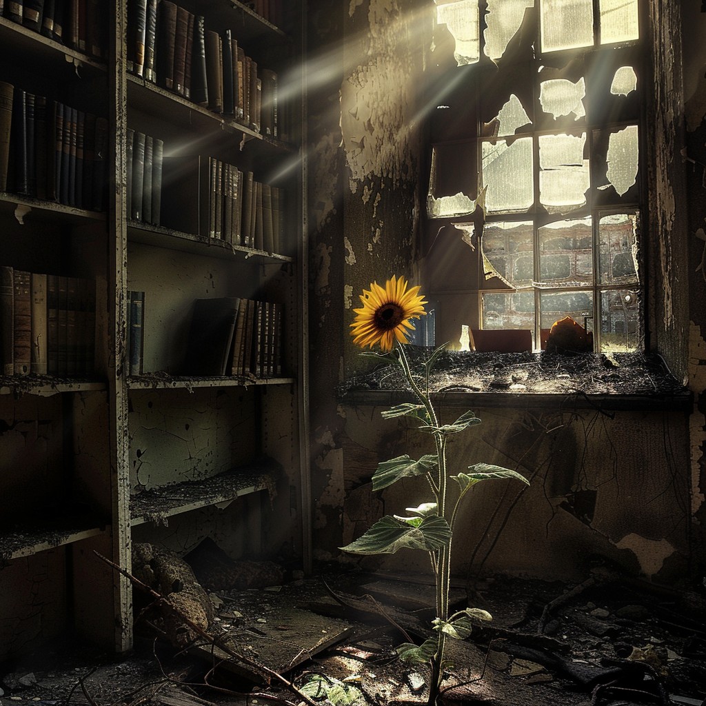 Free Sunflower in library Image - Sunflower, Library, Abandoned ...
