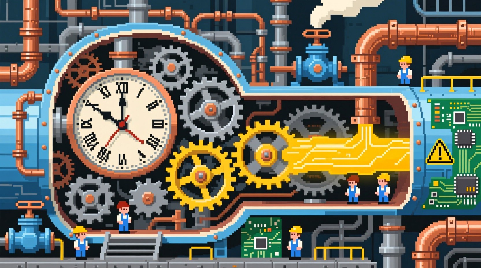 Free Clockwork Pixel Panorama Image - Clockwork, Pixels, Gears ...