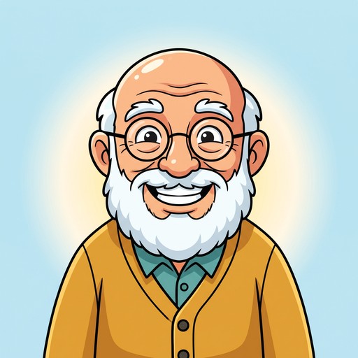 Skin Rounds Cartoon A happy, grandfatherly man is shown in this bright cartoon illustration ...