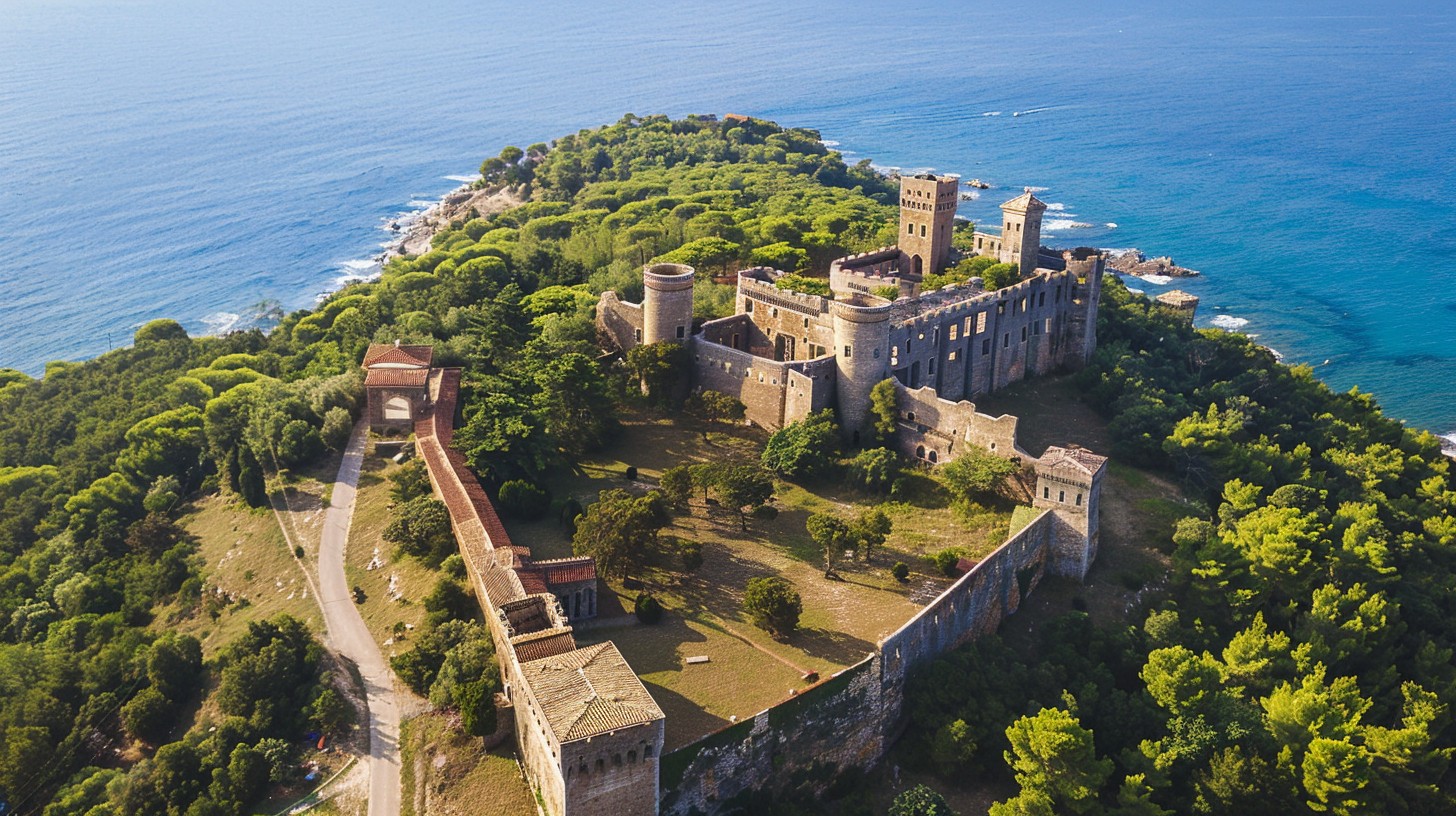 Download Historic Coastal Castle Image - Aerial, Castle, Historical ...