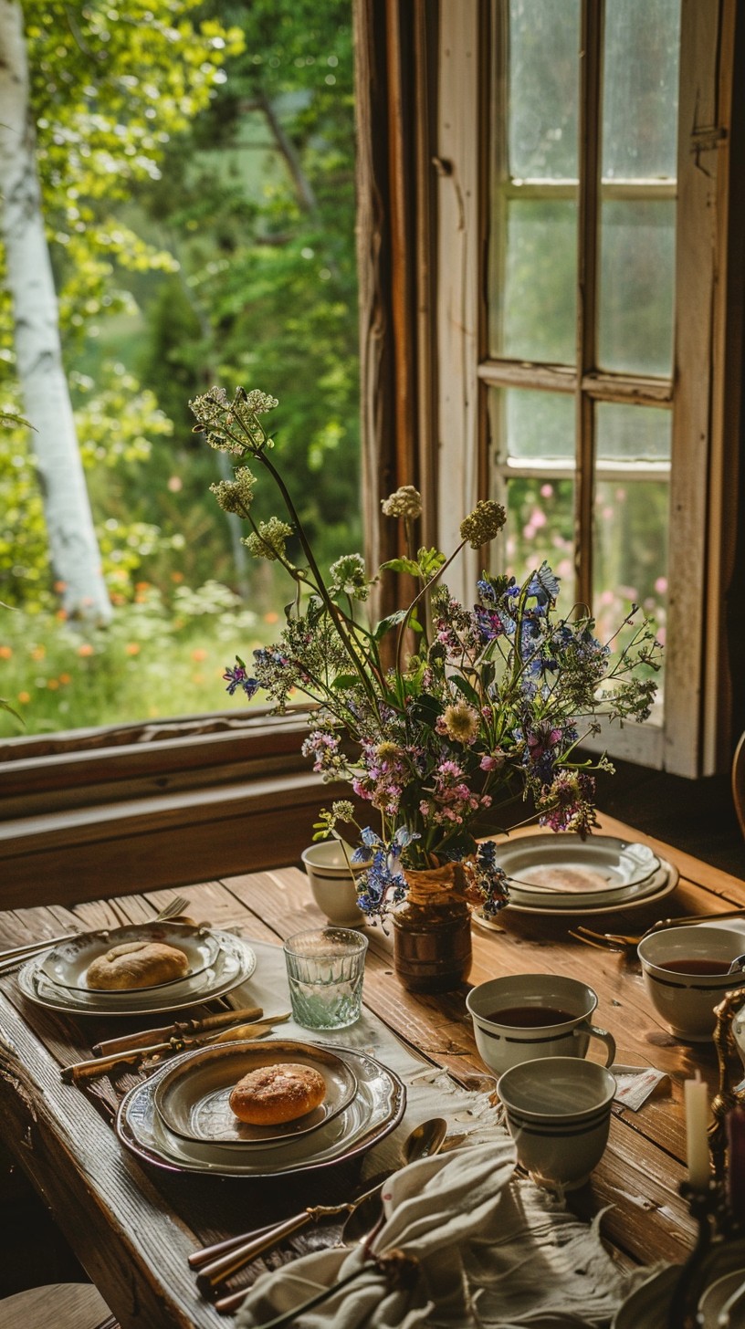 High Rustic Breakfast Table Free Rustic Breakfast Setup Image - Rustic, Breakfast, Wildflowers ...