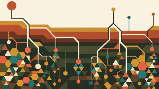 Flat vector illustration of angular branching lines running down ...