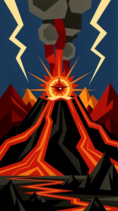 Volcano Geometric Free Volcanic Eruption Illustration Image - Volcano, Lava, Eruption ...