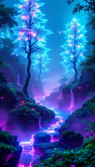 Free Neon Forest Dreams Image - Cyberpunk, Forest, Neon | Download at ...