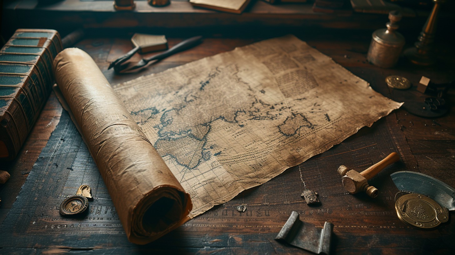 Free Vintage Map Desk Image - Vintage, Map, Desk | Download at StockCake