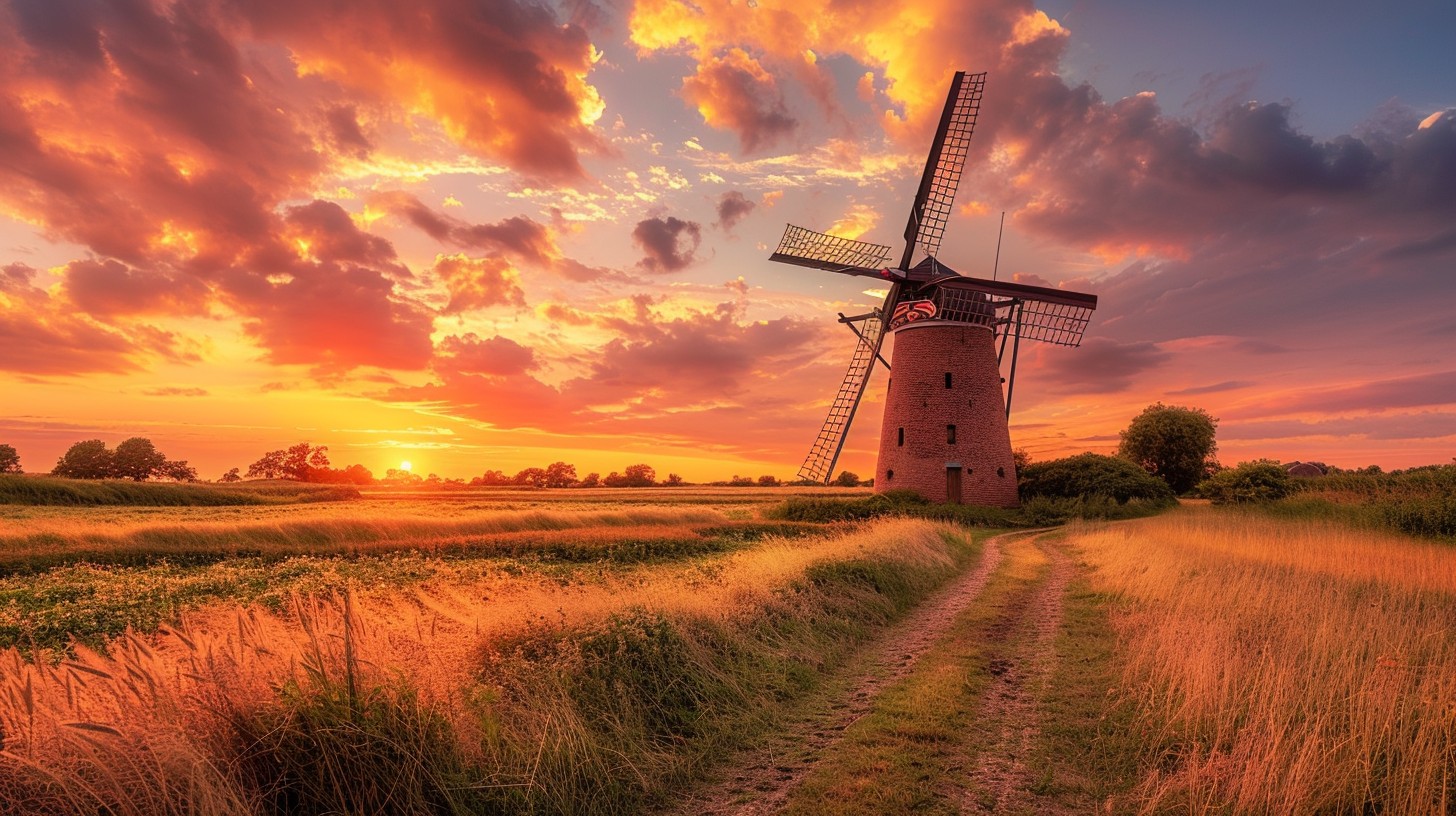 Free Sunset Windmill View Image - Sunset, Windmill, Meadow | Download ...