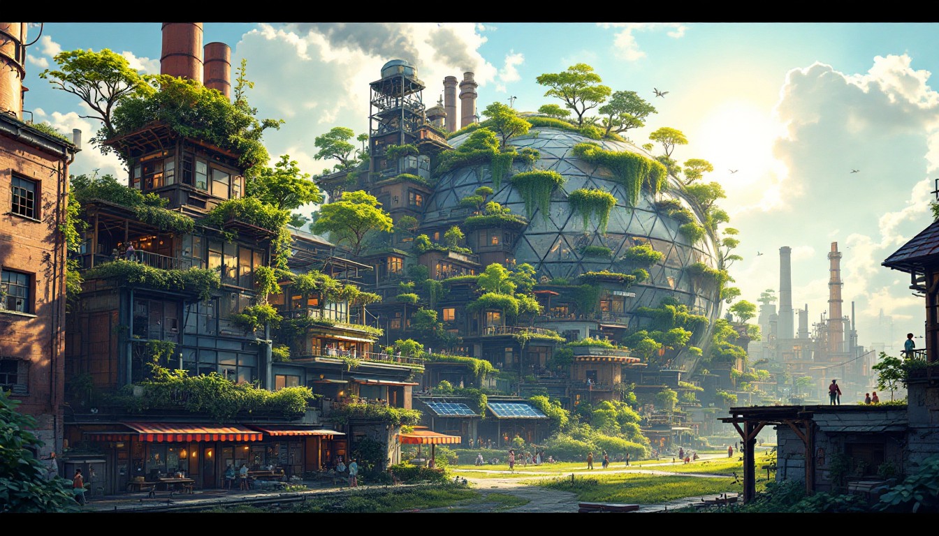 Solar Punk Renaissance Free Green Industrial Renaissance Image - Solarpunk, Geodesic, Eco ...