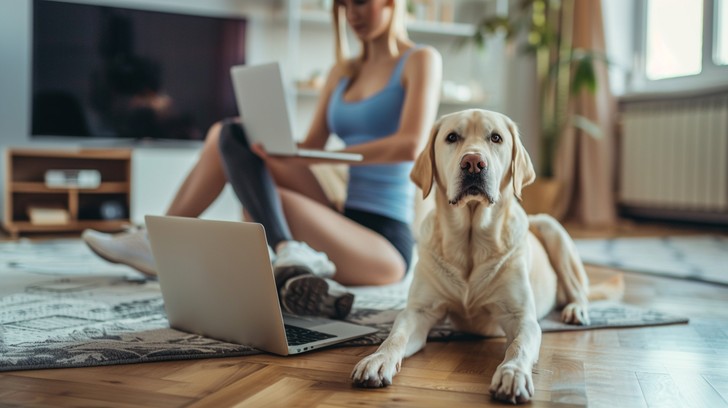 Free Dog with laptop Image - Dog, Laptop, Woman | Download at StockCake