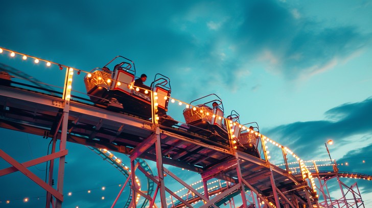 Free Nighttime Rollercoaster Ride Image - Amusement, Park ...