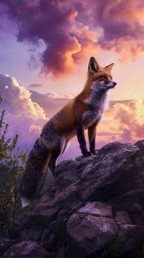 Free Fox on Rocks Image - Fox, Rocks, Sunset | Download at StockCake