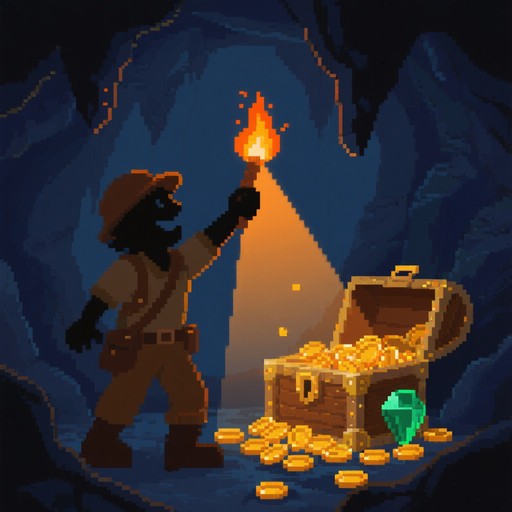 Free Pixelated Treasure Discovery Image - Pixel, Explorer, Cave ...