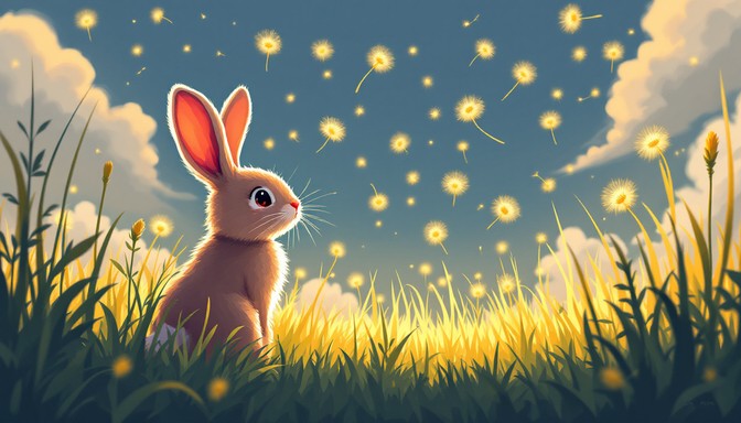 Free Rabbit Meets Dandelions Image - Rabbit, Dandelion, Sunset ...