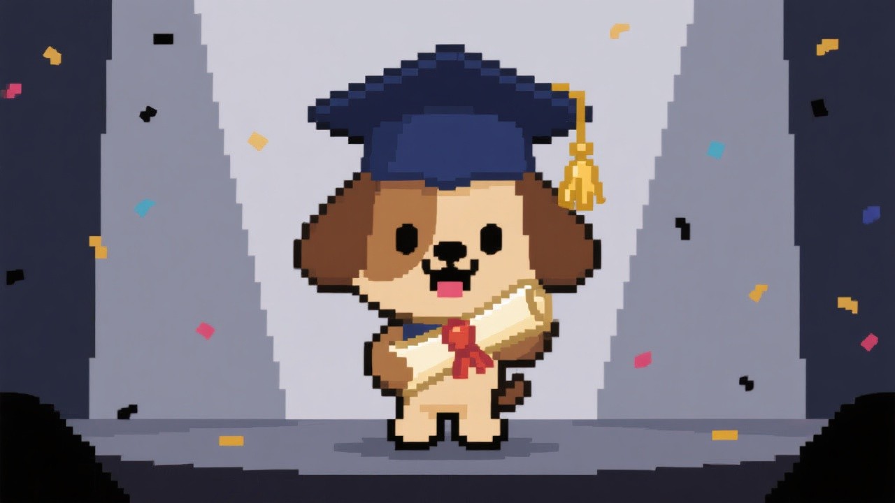 Free Graduate Pixel Pup Image - Graduation, Dog, Pixel | Download at ...