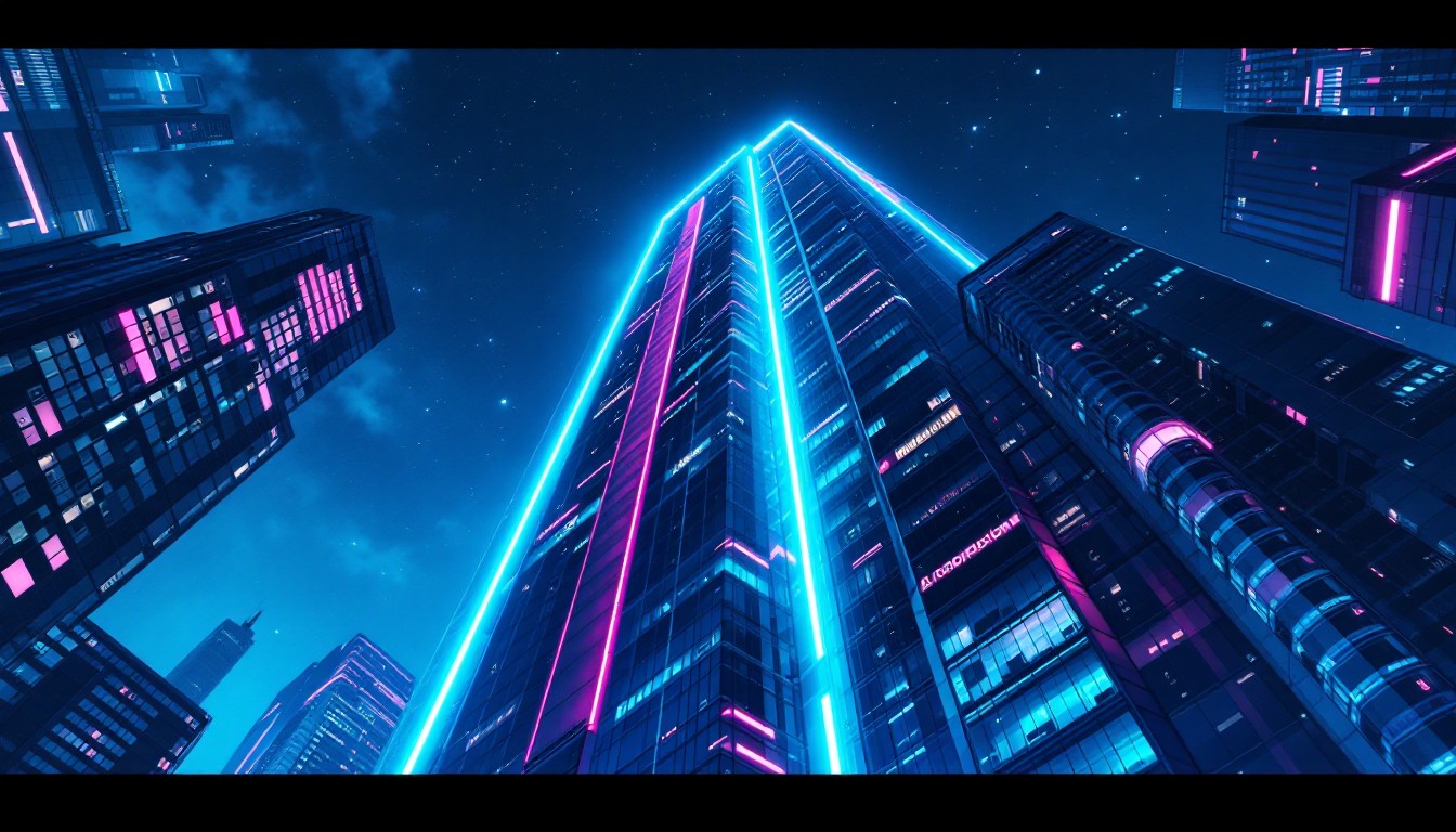 Free Neon Tower Rising Image - Cyberpunk, Neon, Skyscraper | Download ...
