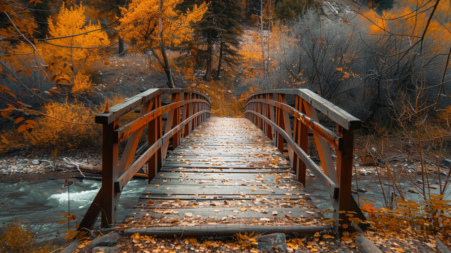 Free Autumn Bridge Scene Photo - Autumn, Bridge, Leaves | Download at ...